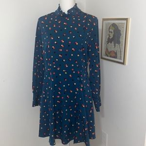 Polka dot mini dress high neck